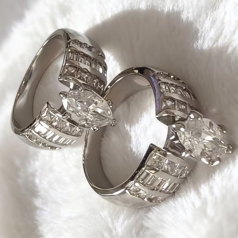 Private Label Marquise White CZ Ring in Silver Tone
